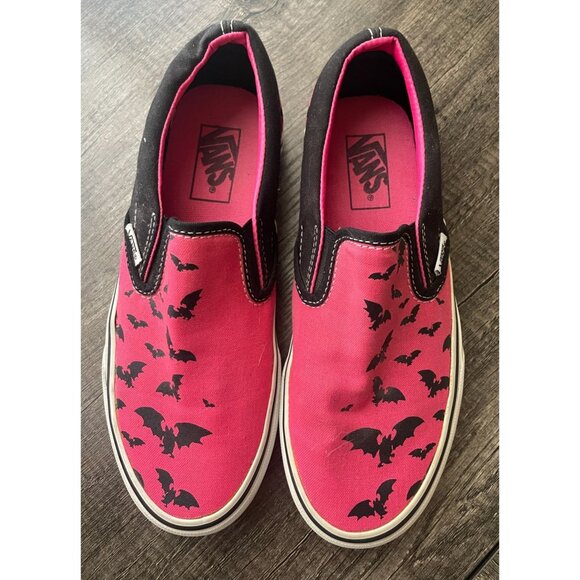 RARE Vans sz W 7 Warped Tour Pink Bat Trail Slip On Limited Edition 2006 - Picture 1 of 6